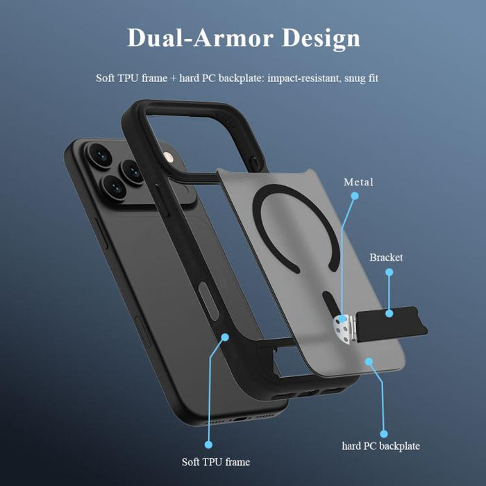 Funda magnética para teléfono LeReach Le-Chic Series con soporte oculto en forma de C, For iPhone 17 Pro Max