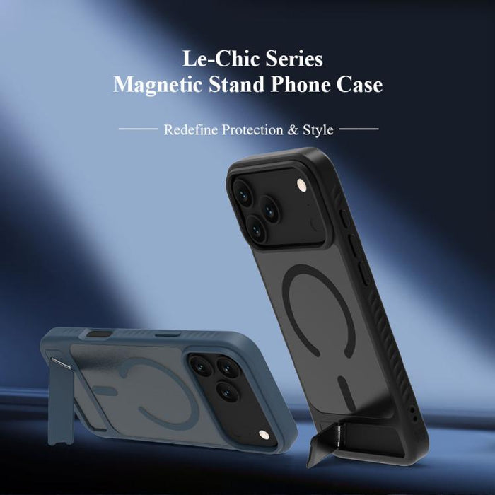 Funda magnética para teléfono LeReach Le-Chic Series con soporte oculto en forma de C, For iPhone 17 Pro Max