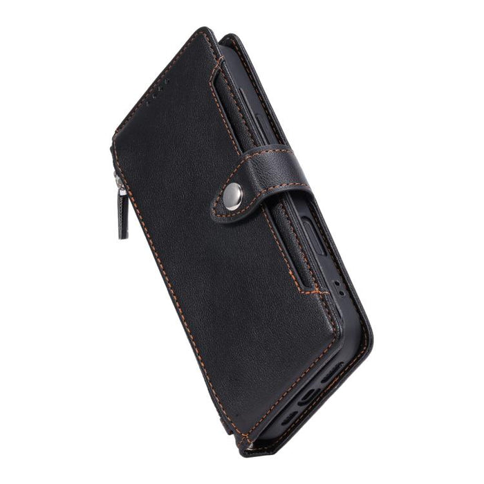 Funda para teléfono de piel vegana con cremallera y hebilla, textura de lichi, con correa para la muñeca., For Redmi Note 15 5G / 4G Global 164mm, For Redmi Note 15 Pro 5G Global 163.6mm, For Redmi Note 14 4G 164.84mm, For Redmi Note 14 Pro 4G Global  ...