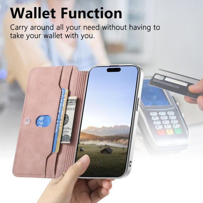 Funda para teléfono CaseNeo Precision Hole con cierre magnético y borde plateado, fabricada en piel vegana de grano cruzado., For Xiaomi 17