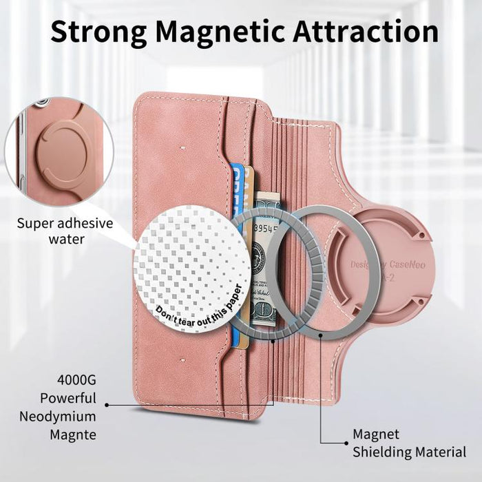 Funda para teléfono CaseNeo Precision Hole con cierre magnético y borde plateado, fabricada en piel vegana de grano cruzado., For Xiaomi 17