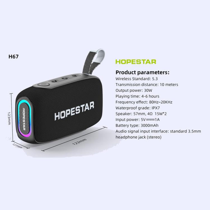 Altavoz inalámbrico Bluetooth HOPESTAR H67 de 30 W para exteriores, resistente al agua (IPX7).