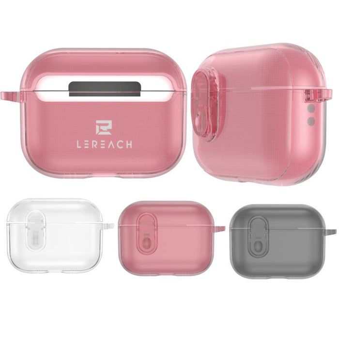 Estuche transparente para auriculares inalámbricos LeReach Mega Series con gancho, For AirPods Pro 3