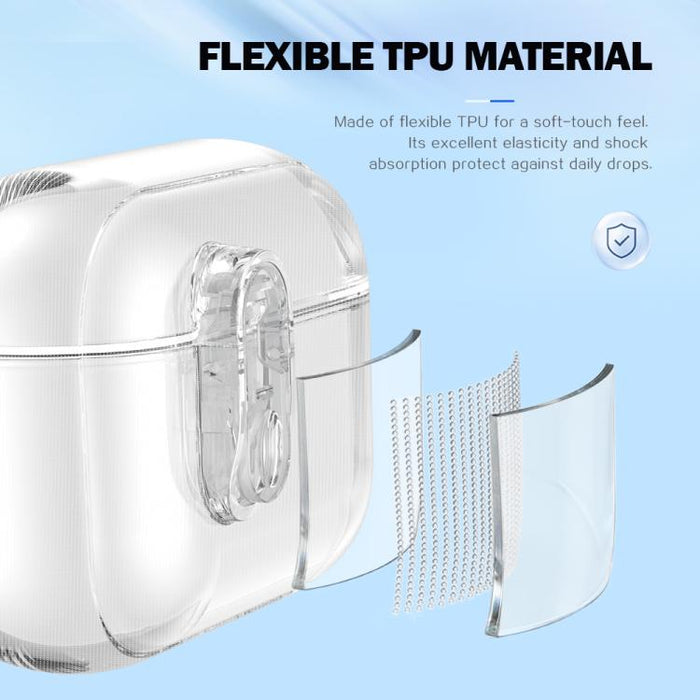 Estuche transparente para auriculares inalámbricos LeReach Mega Series con gancho, For AirPods Pro 3