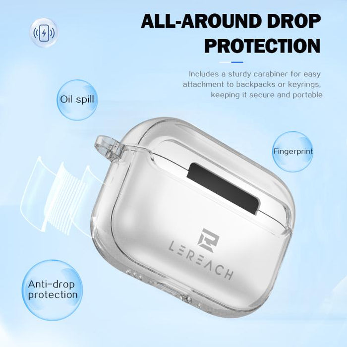 Estuche transparente para auriculares inalámbricos LeReach Mega Series con gancho, For AirPods Pro 3