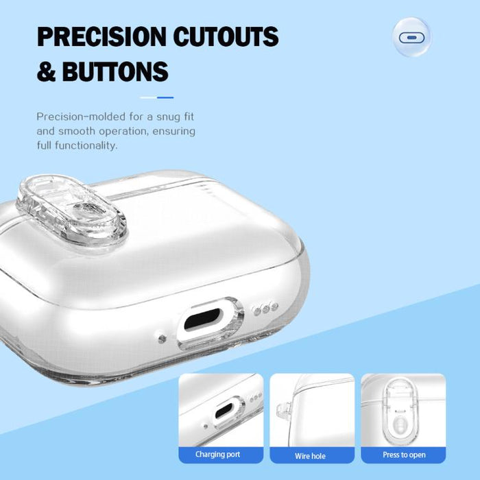 Estuche transparente para auriculares inalámbricos LeReach Mega Series con gancho, For AirPods Pro 3