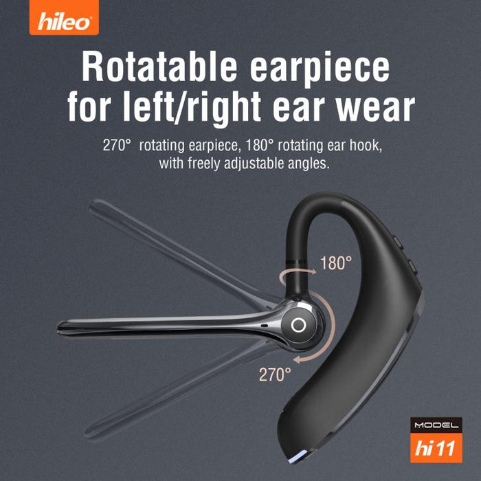 Auriculares intrauditivos inalámbricos Hileo Hi11 con gancho para un solo oído, llamadas manos libres y reducción de ruido.