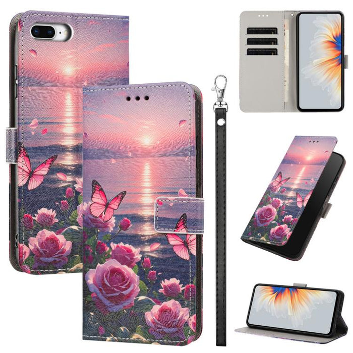 Funda para teléfono de piel vegana con estampado pintado y correa., For iPhone 11 Pro, For iPhone X / XS, For iPhone XR, For iPhone XS Max, For iPhone 6 Plus / 7 Plus / 8 Plus