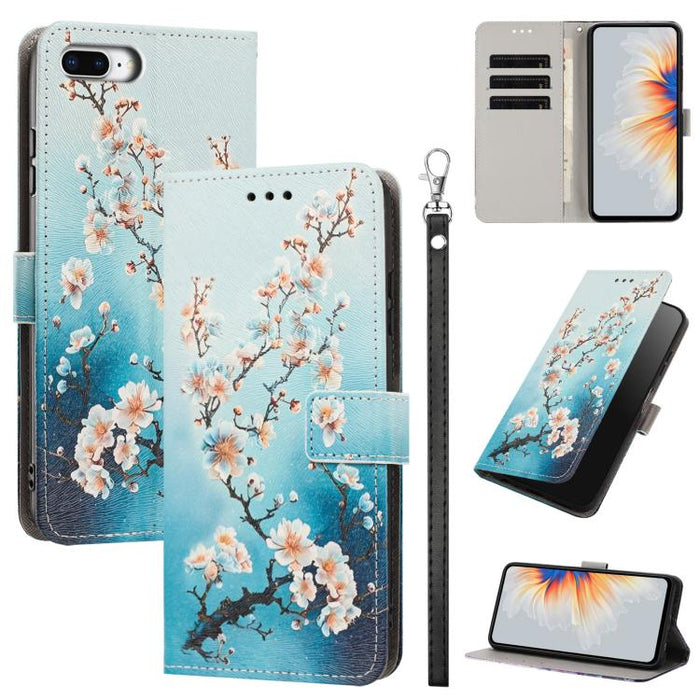 Funda para teléfono de piel vegana con estampado pintado y correa., For iPhone 11 Pro, For iPhone X / XS, For iPhone XR, For iPhone XS Max, For iPhone 6 Plus / 7 Plus / 8 Plus