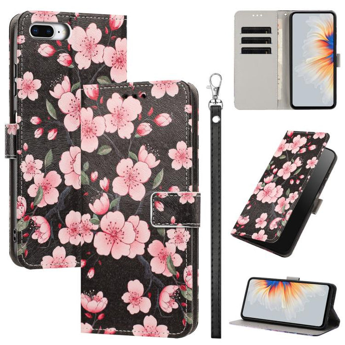 Funda para teléfono de piel vegana con estampado pintado y correa., For iPhone 11 Pro, For iPhone X / XS, For iPhone XR, For iPhone XS Max, For iPhone 6 Plus / 7 Plus / 8 Plus