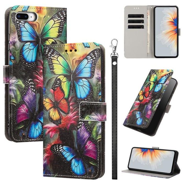 Funda para teléfono de piel vegana con estampado pintado y correa., For iPhone 11 Pro, For iPhone X / XS, For iPhone XR, For iPhone XS Max, For iPhone 6 Plus / 7 Plus / 8 Plus