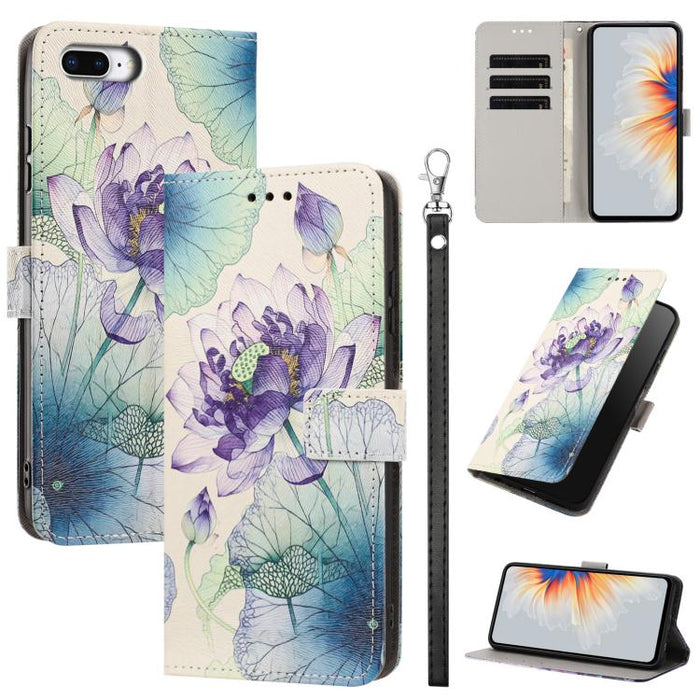 Funda para teléfono de piel vegana con estampado pintado y correa., For iPhone 11 Pro, For iPhone X / XS, For iPhone XR, For iPhone XS Max, For iPhone 6 Plus / 7 Plus / 8 Plus