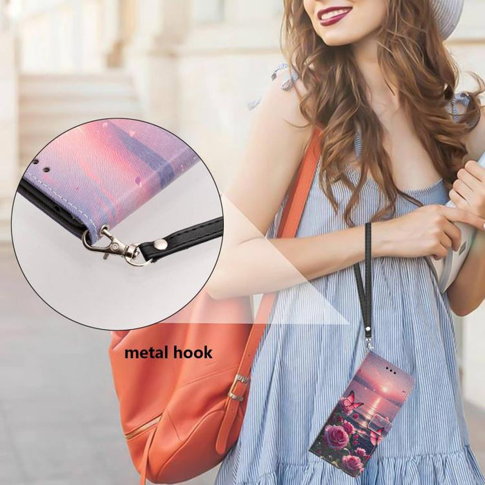 Funda para teléfono de piel vegana con estampado pintado y correa., For iPhone 11 Pro, For iPhone X / XS, For iPhone XR, For iPhone XS Max, For iPhone 6 Plus / 7 Plus / 8 Plus