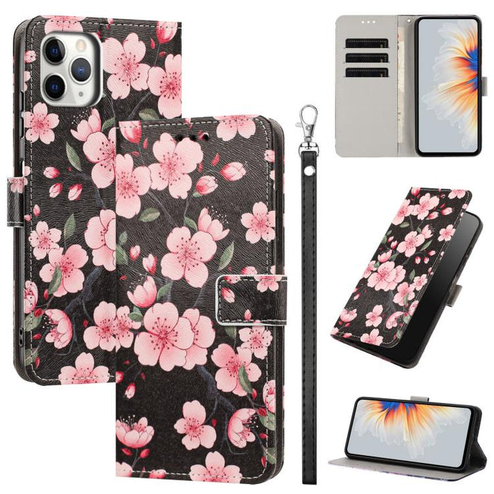 Funda para teléfono de piel vegana con estampado pintado y correa., For iPhone 11 Pro, For iPhone X / XS, For iPhone XR, For iPhone XS Max, For iPhone 6 Plus / 7 Plus / 8 Plus
