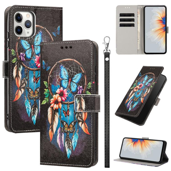 Funda para teléfono de piel vegana con estampado pintado y correa., For iPhone 11 Pro, For iPhone X / XS, For iPhone XR, For iPhone XS Max, For iPhone 6 Plus / 7 Plus / 8 Plus