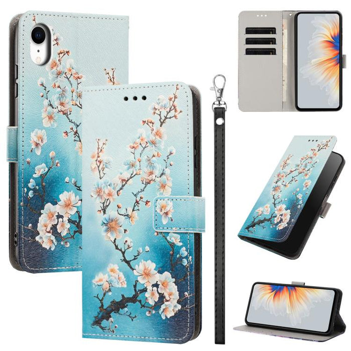 Funda para teléfono de piel vegana con estampado pintado y correa., For iPhone 11 Pro, For iPhone X / XS, For iPhone XR, For iPhone XS Max, For iPhone 6 Plus / 7 Plus / 8 Plus