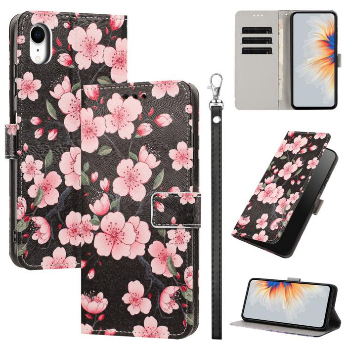 Funda para teléfono de piel vegana con estampado pintado y correa., For iPhone 11 Pro, For iPhone X / XS, For iPhone XR, For iPhone XS Max, For iPhone 6 Plus / 7 Plus / 8 Plus