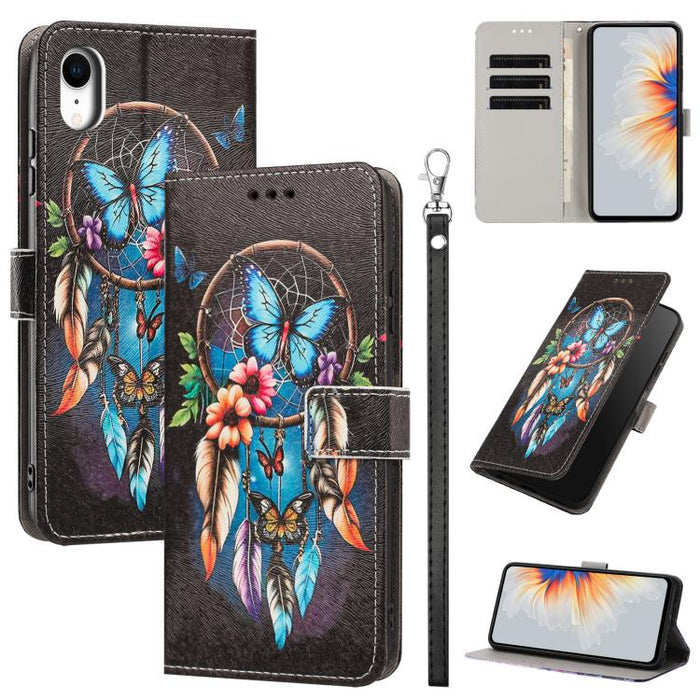 Funda para teléfono de piel vegana con estampado pintado y correa., For iPhone 11 Pro, For iPhone X / XS, For iPhone XR, For iPhone XS Max, For iPhone 6 Plus / 7 Plus / 8 Plus