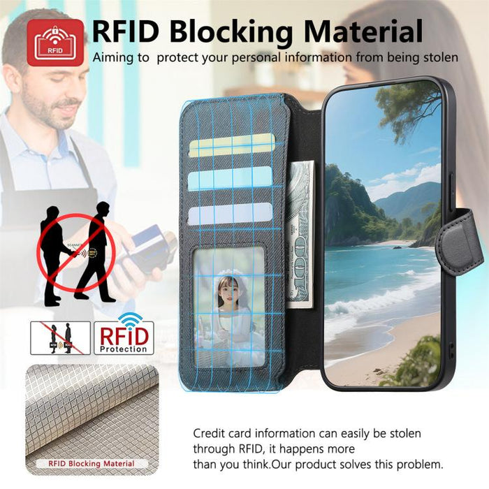 Funda de cuero para teléfono con cremallera, diseño de sarga, MagSafe RFID y protección antirrobo., For Xiaomi 17 Pro Max, For Xiaomi 15T Pro 5G, For Xiaomi 15T 5G, For Xiaomi Poco X7 Pro, For Xiaomi 15 Pro, For Xiaomi 15