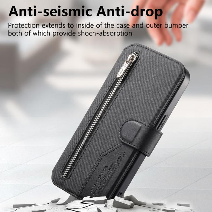 Funda de cuero para teléfono con cremallera, diseño de sarga, MagSafe RFID y protección antirrobo., For Xiaomi 17 Pro Max, For Xiaomi 15T Pro 5G, For Xiaomi 15T 5G, For Xiaomi Poco X7 Pro, For Xiaomi 15 Pro, For Xiaomi 15
