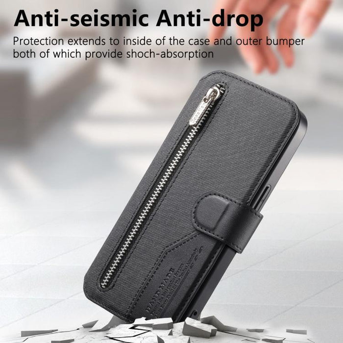 Funda de cuero para teléfono con cremallera, diseño de sarga, MagSafe RFID y protección antirrobo., For Redmi K90 Pro Max / Poco F8 Ultra, For Redmi Turbo 5 Max / Poco X8 Pro Max, For Redmi Turbo 5 5G / Poco X8 Pro 5G, For Redmi K90 / Poco F8 Pro 5G   ...