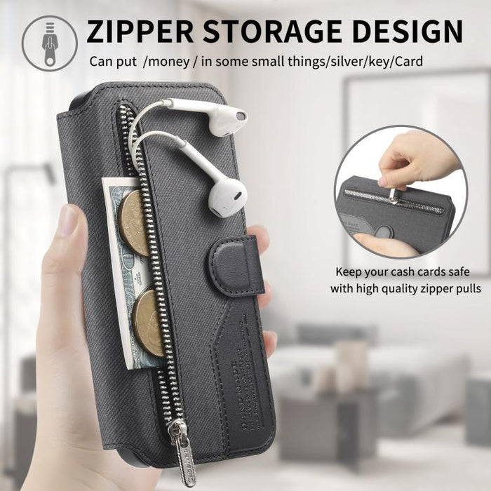 Funda de cuero para teléfono con cremallera, diseño de sarga, MagSafe RFID y protección antirrobo., For Redmi K90 Pro Max / Poco F8 Ultra, For Redmi Turbo 5 Max / Poco X8 Pro Max, For Redmi Turbo 5 5G / Poco X8 Pro 5G, For Redmi K90 / Poco F8 Pro 5G   ...