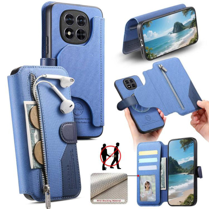 Funda de cuero para teléfono con cremallera, diseño de sarga, MagSafe RFID y protección antirrobo., For Redmi K90 Pro Max / Poco F8 Ultra, For Redmi Turbo 5 Max / Poco X8 Pro Max, For Redmi Turbo 5 5G / Poco X8 Pro 5G, For Redmi K90 / Poco F8 Pro 5G   ...