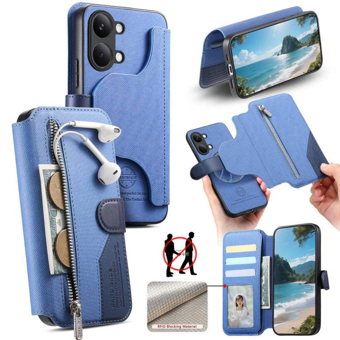 Funda de cuero para teléfono con cremallera, diseño de sarga, MagSafe RFID y protección antirrobo., For Redmi K90 Pro Max / Poco F8 Ultra, For Redmi Turbo 5 Max / Poco X8 Pro Max, For Redmi Turbo 5 5G / Poco X8 Pro 5G, For Redmi K90 / Poco F8 Pro 5G   ...