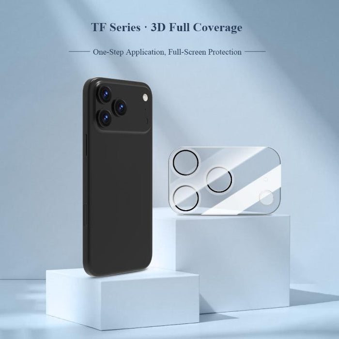 Juego de 2 láminas protectoras de cristal para lentes de cámara LeReach TF Series 3D de cobertura total, versión HD y resistentes al desgaste., For iPhone 17 Pro, For iPhone 17, For iPhone Air