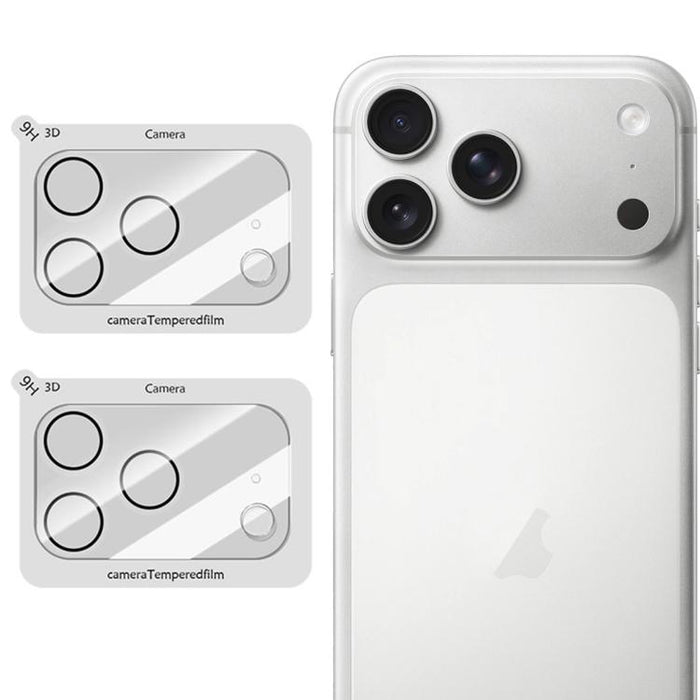 Juego de 2 láminas protectoras de cristal para lentes de cámara LeReach TF Series 3D de cobertura total, versión HD y resistentes al desgaste., For iPhone 17 Pro, For iPhone 17, For iPhone Air