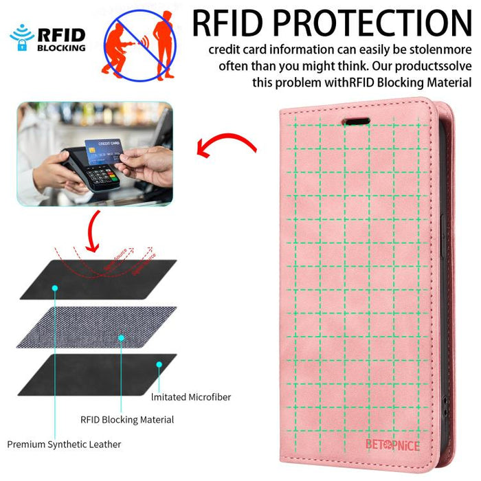 Funda de cuero antirrobo con protección RFID BETOPNICE, For Redmi 15a 5G