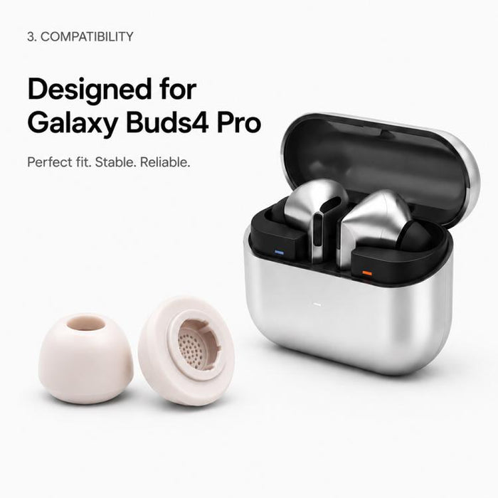 XDcase 3 pares de almohadillas de silicona para oídos (tamaños S/M/L) con estuche de almacenamiento y limpieza, cepillo de limpieza (color aleatorio), For Galaxy Buds3 Pro / Buds4 Pro