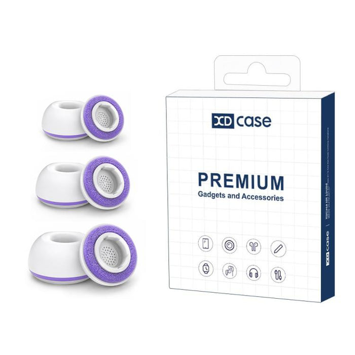 XDcase 3 pares de almohadillas de silicona de repuesto para auriculares, tallas S/M/L, White Purple, White Blue