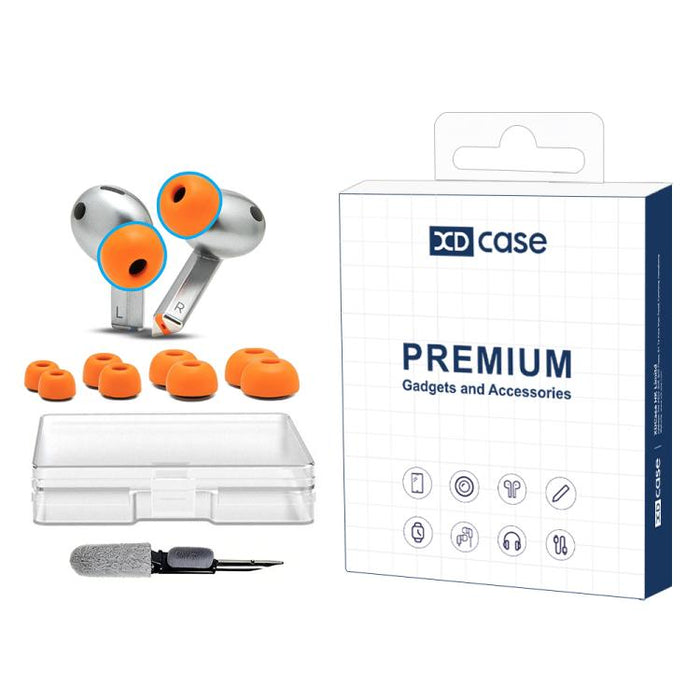 Kit de 4 pares de almohadillas de espuma viscoelástica de repuesto XDcase, tamaños XS/S/M/L, cepillo de limpieza de color aleatorio, For Galaxy Buds3 Pro / Buds4 Pro
