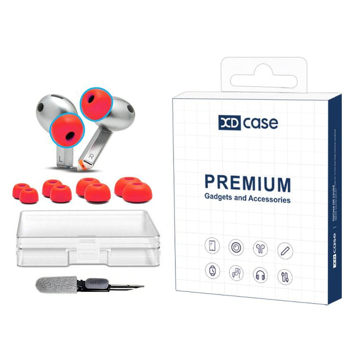 Kit de 4 pares de almohadillas de espuma viscoelástica de repuesto XDcase, tamaños XS/S/M/L, cepillo de limpieza de color aleatorio, For Galaxy Buds3 Pro / Buds4 Pro