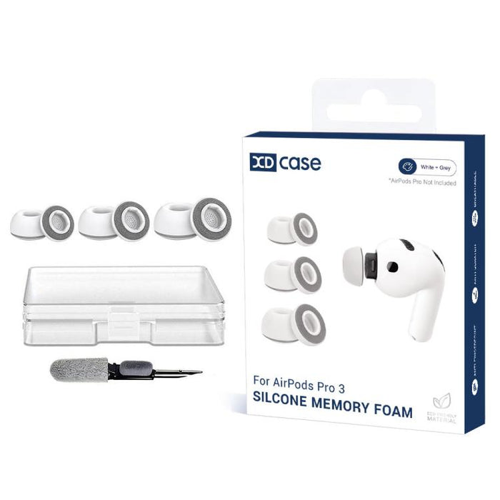 Kit de 3 pares de almohadillas de silicona de repuesto para auriculares XDcase, tamaños S/M/L, cepillo de limpieza de color aleatorio, For AirPods Pro 3