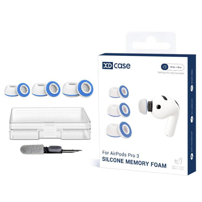Kit de 3 pares de almohadillas de silicona de repuesto para auriculares XDcase, tamaños S/M/L, cepillo de limpieza de color aleatorio, For AirPods Pro 3