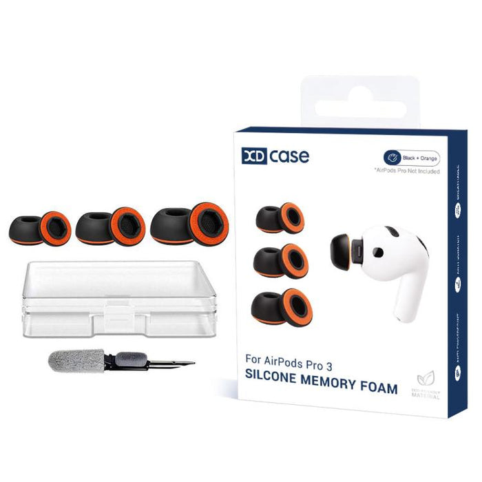 Kit de 3 pares de almohadillas de silicona de repuesto para auriculares XDcase, tamaños S/M/L, cepillo de limpieza de color aleatorio, For AirPods Pro 3