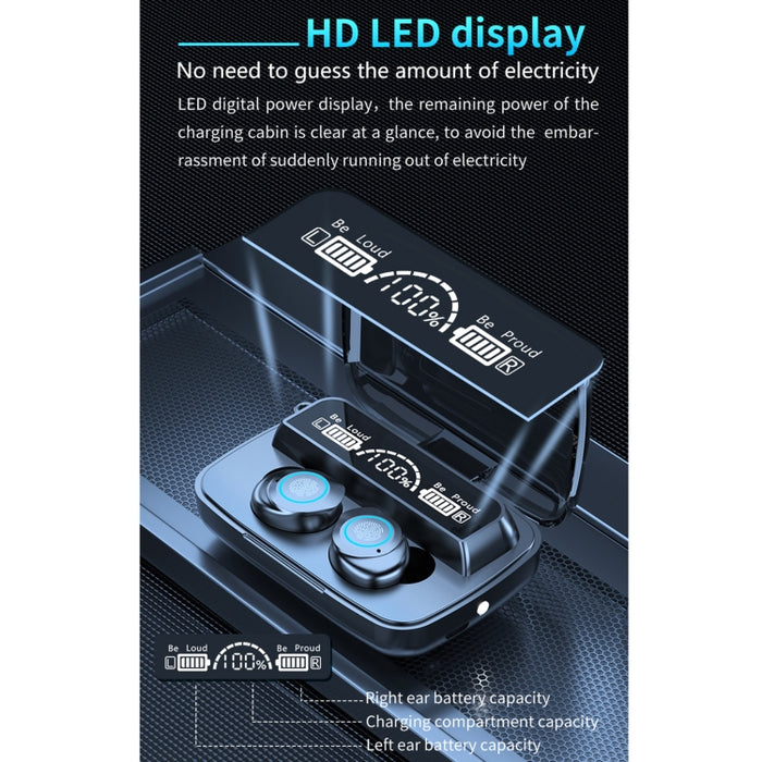M17 Bluetooth 5.1 Pantalla LED Auricular Bluetooth inalámbrico impermeable táctil con caja de carga