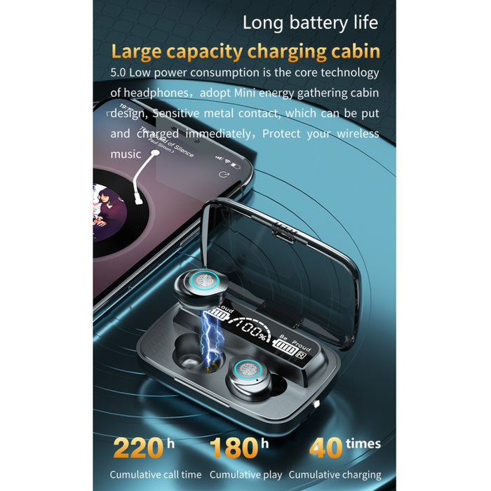 M17 Bluetooth 5.1 Pantalla LED Auricular Bluetooth inalámbrico impermeable táctil con caja de carga