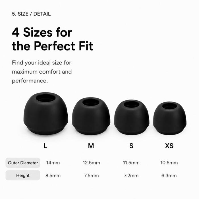 Kit de 4 pares de almohadillas de silicona de repuesto para auriculares XDcase, tamaños L/M/S/XS, For AirPods Pro 2 / 1
