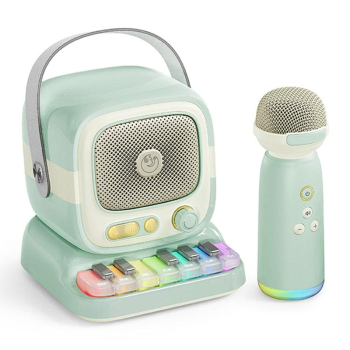 Altavoz de karaoke C60 Mini compatible con Bluetooth, con teclado de piano y micrófono inalámbrico.