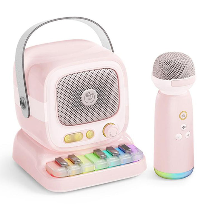 Altavoz de karaoke C60 Mini compatible con Bluetooth, con teclado de piano y micrófono inalámbrico.