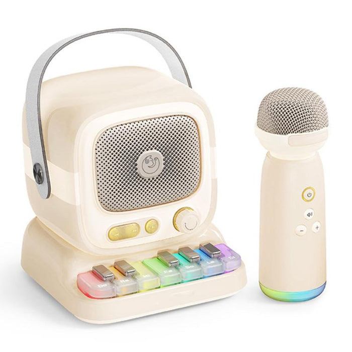 Altavoz de karaoke C60 Mini compatible con Bluetooth, con teclado de piano y micrófono inalámbrico.