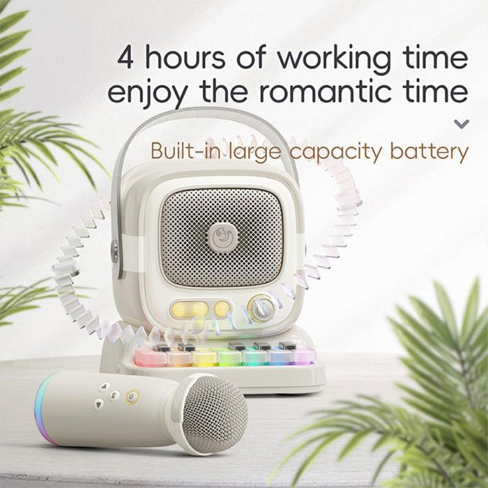 Altavoz de karaoke C60 Mini compatible con Bluetooth, con teclado de piano y micrófono inalámbrico.