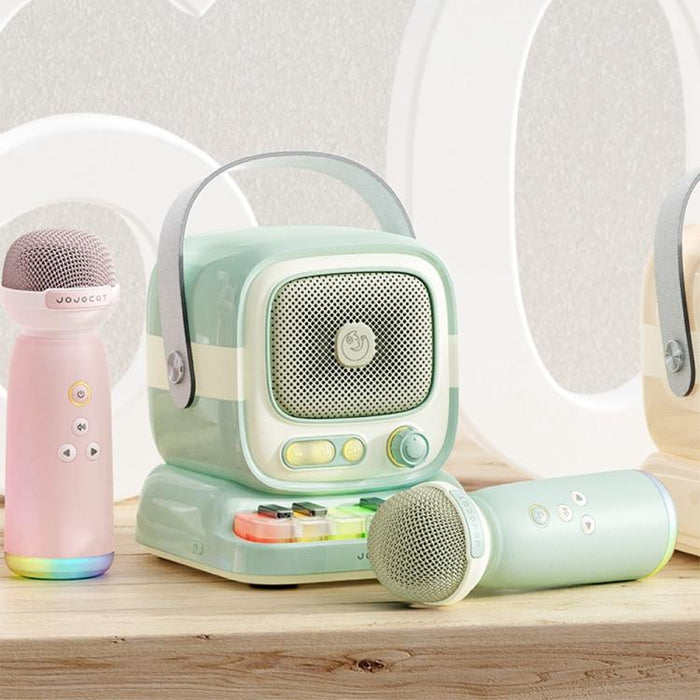 Altavoz de karaoke C60 Mini compatible con Bluetooth, con teclado de piano y micrófono inalámbrico.