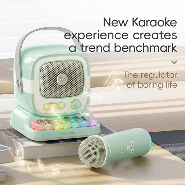 Altavoz de karaoke C60 Mini compatible con Bluetooth, con teclado de piano y micrófono inalámbrico.