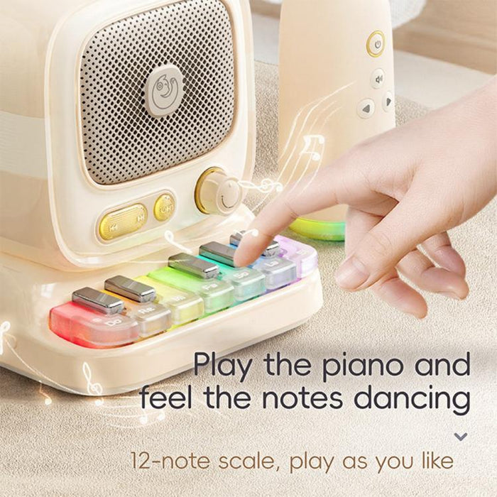 Altavoz de karaoke C60 Mini compatible con Bluetooth, con teclado de piano y micrófono inalámbrico.