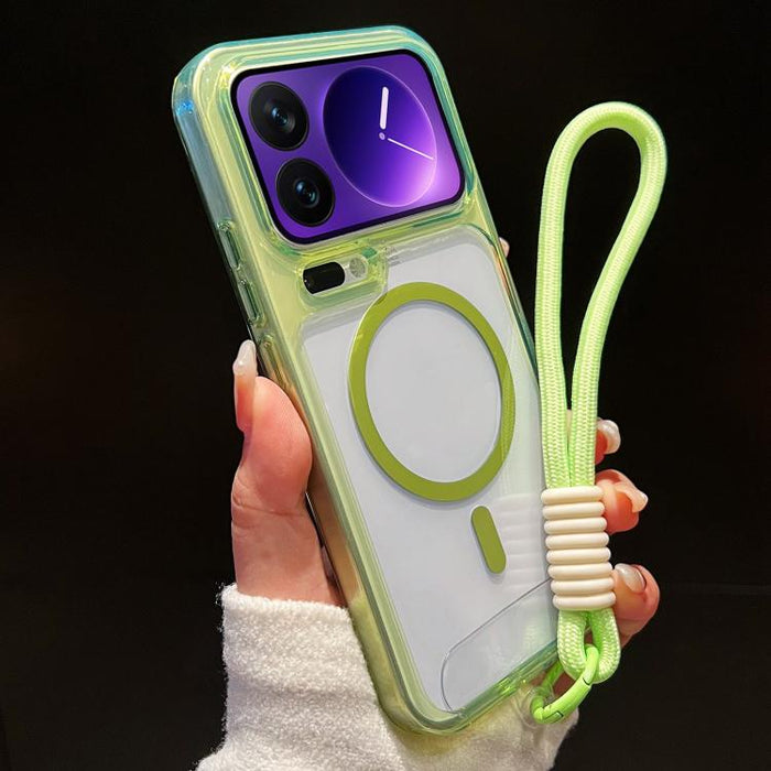 Funda para teléfono transparente magnética de TPU híbrida acrílica con orificios precisos y resistente a los golpes, con cordón., For Xiaomi 17 Pro Max, For Xiaomi 17 Pro