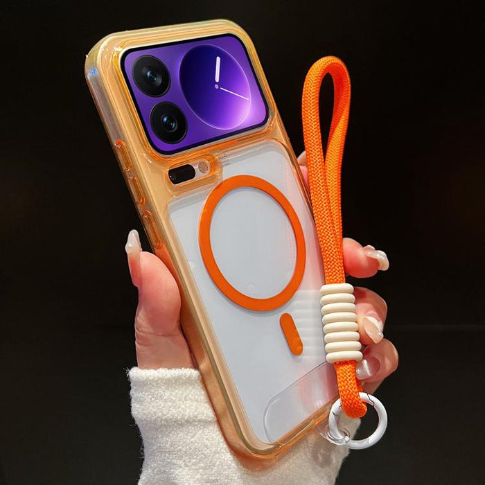 Funda para teléfono transparente magnética de TPU híbrida acrílica con orificios precisos y resistente a los golpes, con cordón., For Xiaomi 17 Pro Max, For Xiaomi 17 Pro